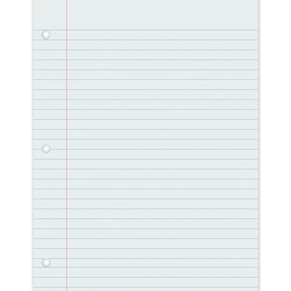 Pacon Composition Paper, White, 3-Hole Punched, Red Margin, 3/8" Ruled, 8-1/2" x 11", 500 Sheets
