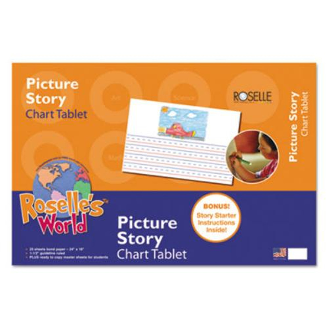 Pacon Ruled Picture Story Chart Tablet 25 Sheets Printed Spiral