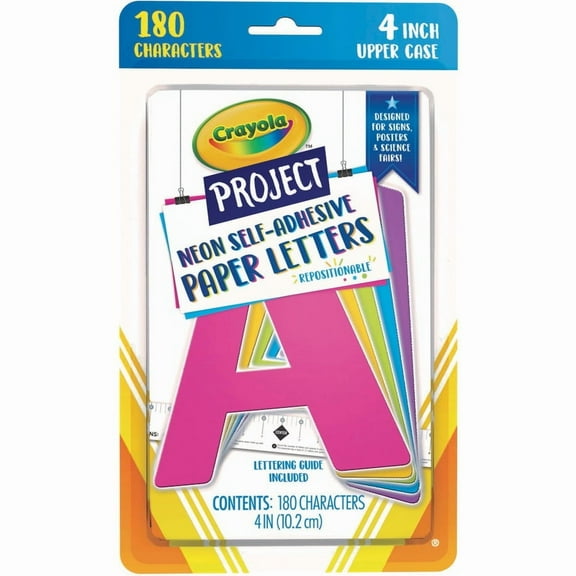 Pacon Self-adhesive Paper Letters - Self-adhesive - 4" Height - Assorted Neon - Paper - 24 / Each | Bundle of 5 Each