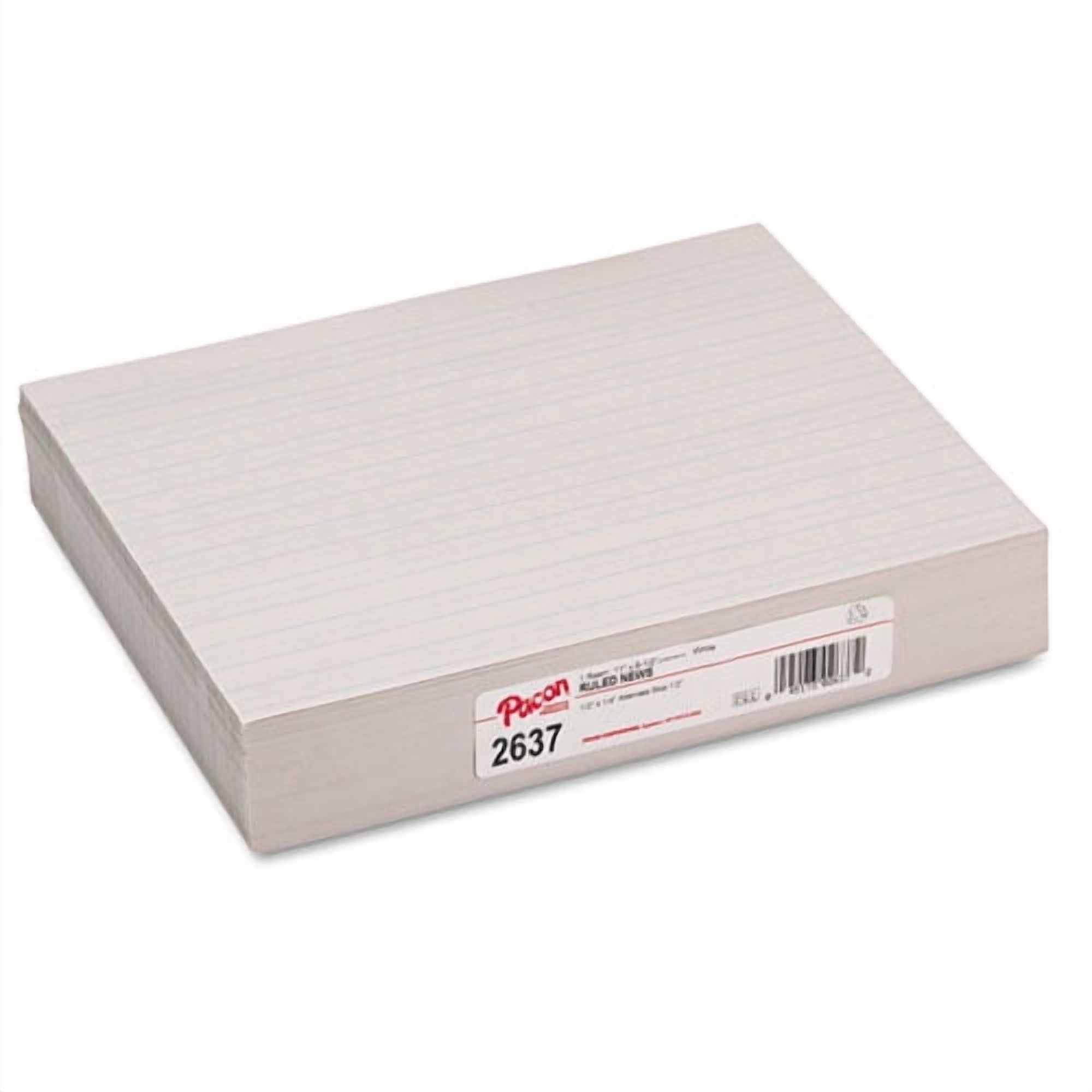 Pacon Skip-A-Line Ruled Newsprint Paper, 8.5" x 11", 500/Pack, Bundle of 10 Packs, White