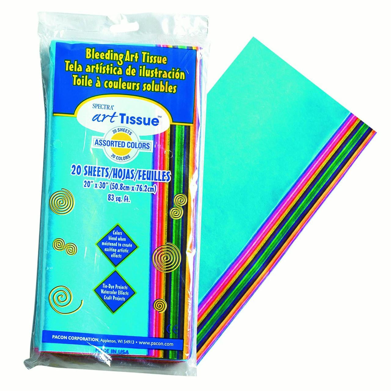 Pacon® Spectra® Bleeding Art Tissue™ Paper, 20" x 30", Assorted Colors
