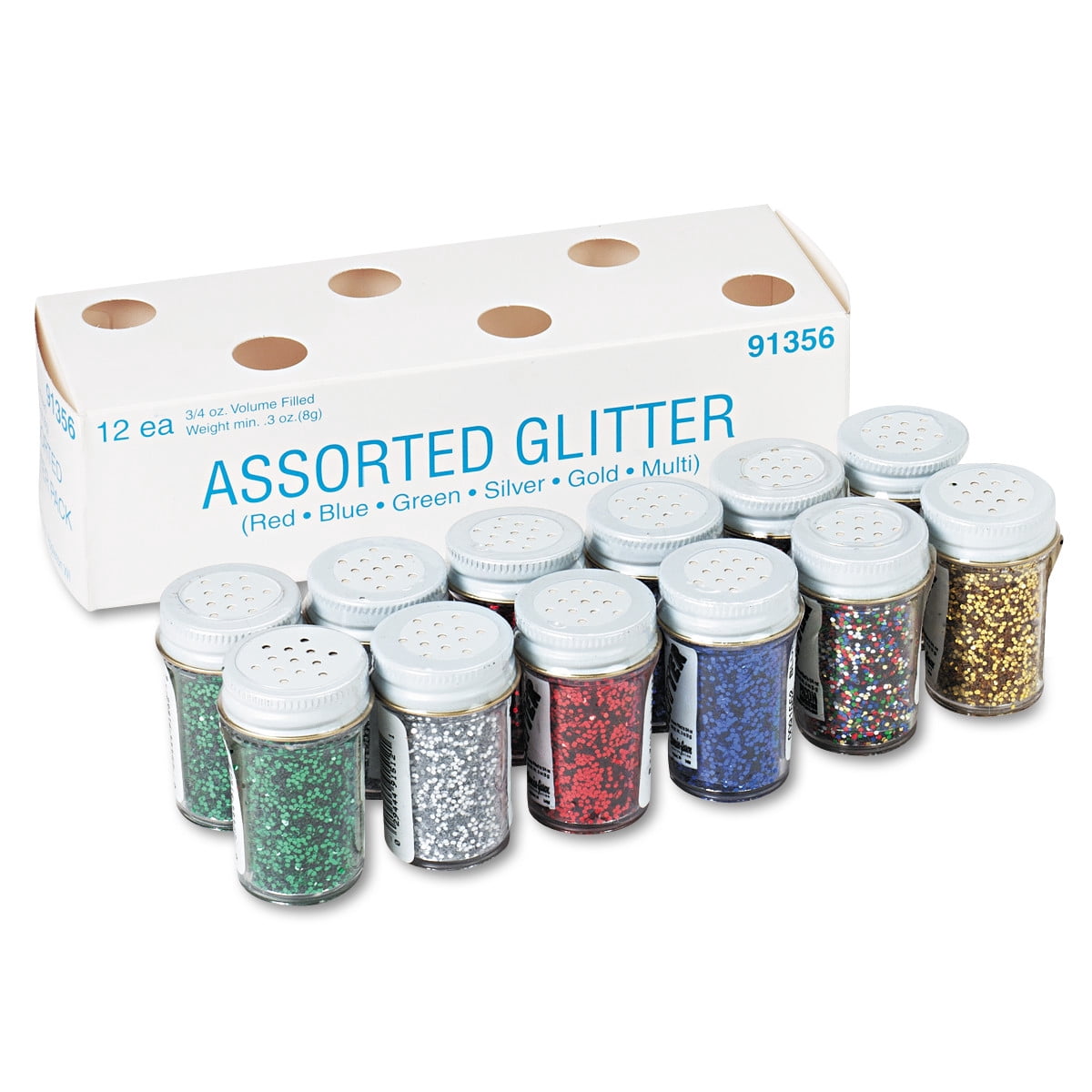 Pacon Spectra Glitter, .04 Hexagon Crystals, Assorted, .75 oz Shaker-Top Jar, 12/Pack -PAC91356