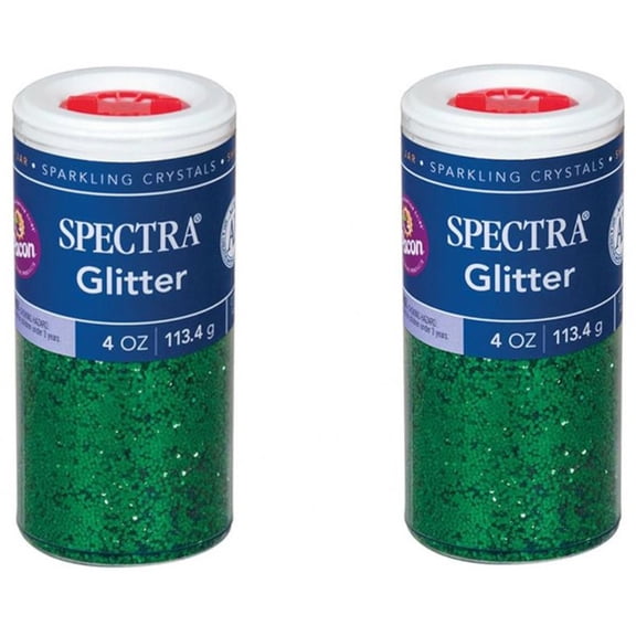 Pacon Spectra Glitter Sparkling Crystals, 4 oz, Green, 2-pack