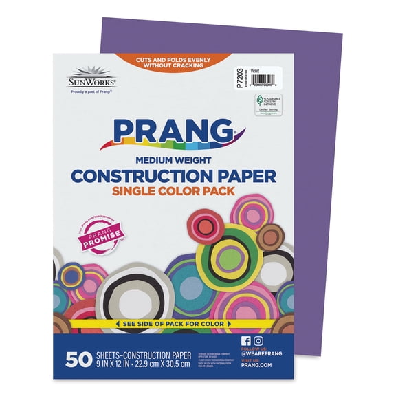 Pacon SunWorks Construction Paper, 50 Sheets, 9 in x 12 in, Violet