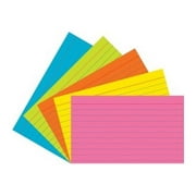 Pacon Super Bright Assorted Index Cards Front Ruling Surface - Ruled - 0.25" Ruled - 3" x 5" - Hot Pink, Hot Yellow, Hot Lime, Hot Blue, Hot Orange Paper - Sturdy, Recyclable - 75 / Pack