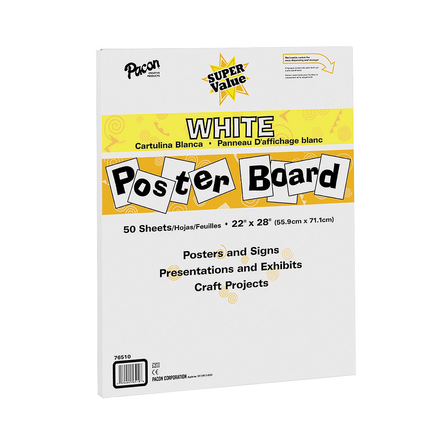 22" x 28" Pacon Super Value Blank White Poster Boards - 50 piece