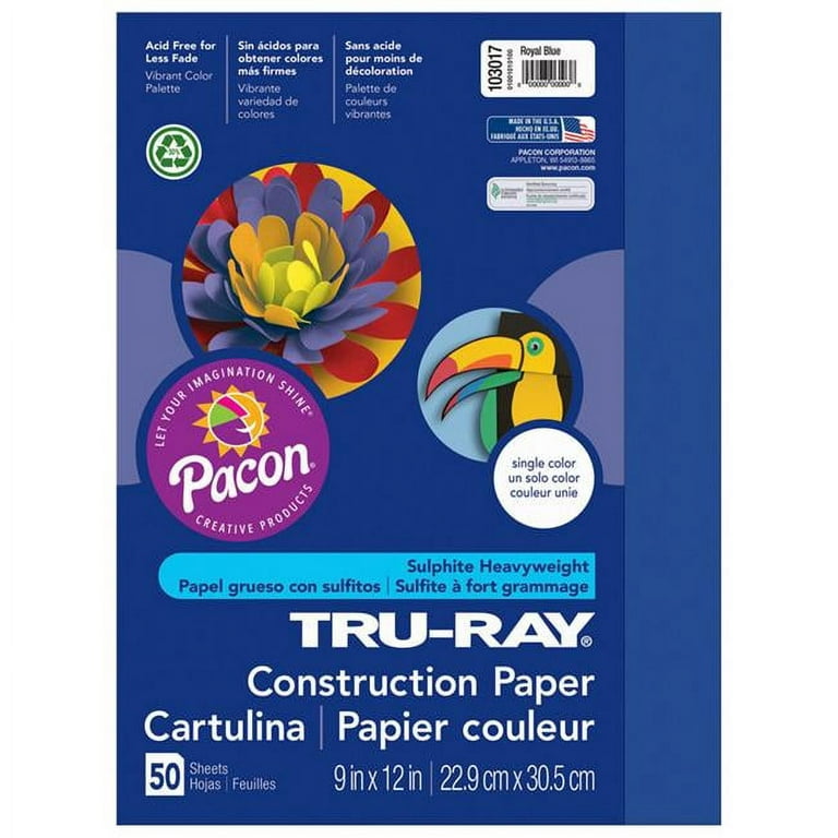 Pacon Tru-Ray Construction Paper, Blue, 9 x 12, 50 Sheets