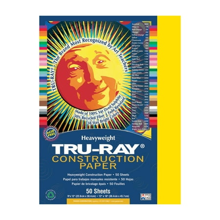 Pacon Tru-Ray Construction Paper, 50 Sheets, 9 in. x 12 in., Assorted Colors