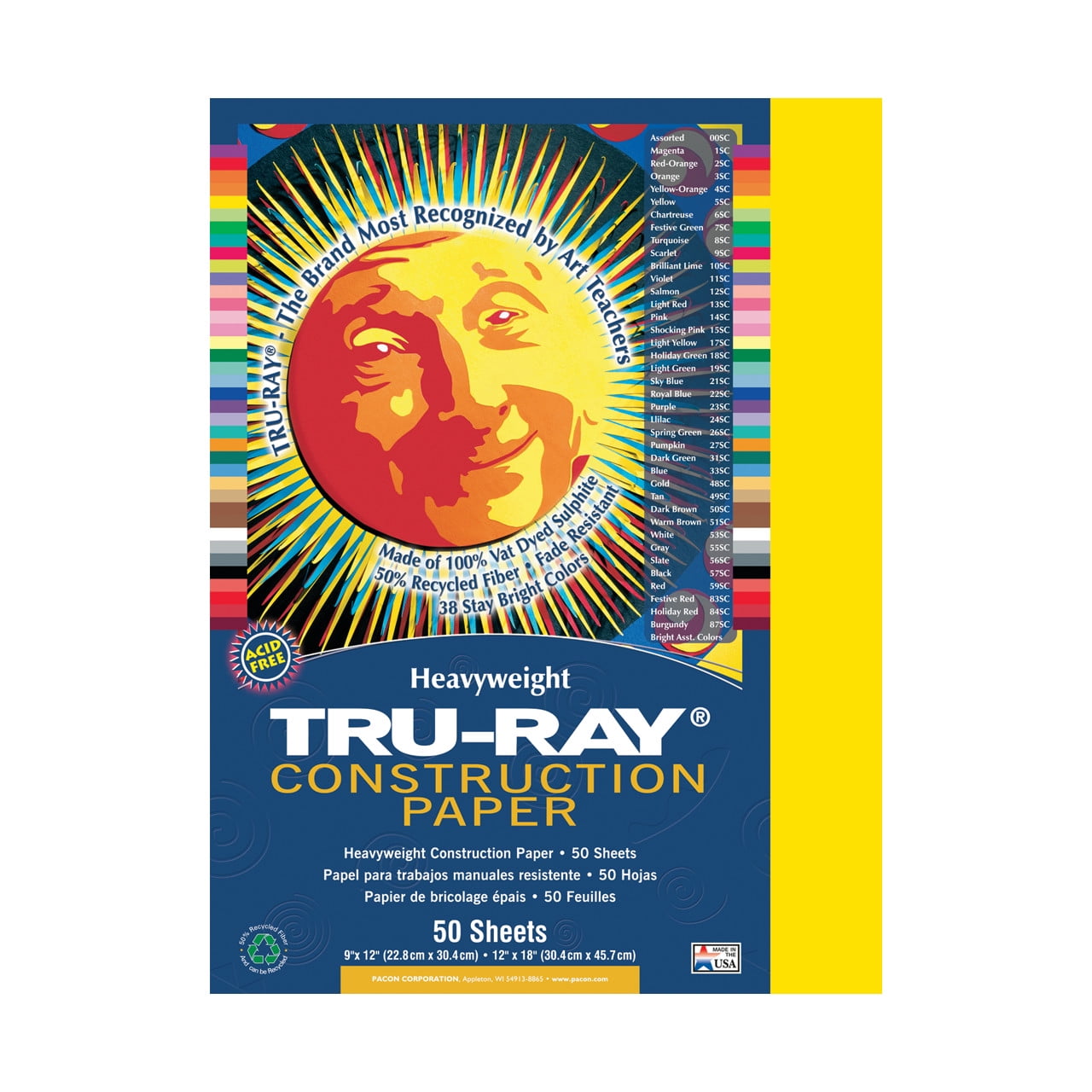 Pacon Tru-Ray Construction Paper - 9 x 12, Black, 50 Sheets 