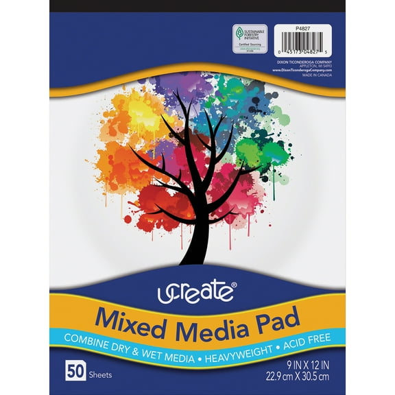 UCreate Mixed Media Pad, 9" x 12", 50 Sheets