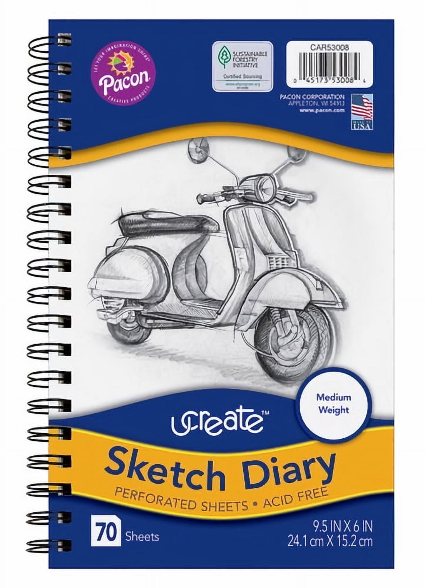 Pacon Ucreate Sketch Diary 9.5-in x 6-in (Pack of 24)