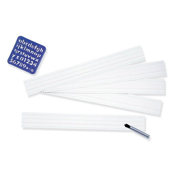Pacon Zaner-Bloser Sentence Strips, White, 1-1/2 in x 3/4 in x 3/4 in ruled 3" x 24", 100 Strips Per Pack, 3 Packs