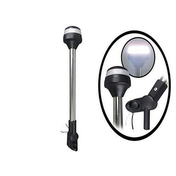 Pacrade Marine Boat Pontoon LED All Round Anchor Fold Down Light SS Pole 10-30V 9-1/2''H 2NM USCG A16 Certified