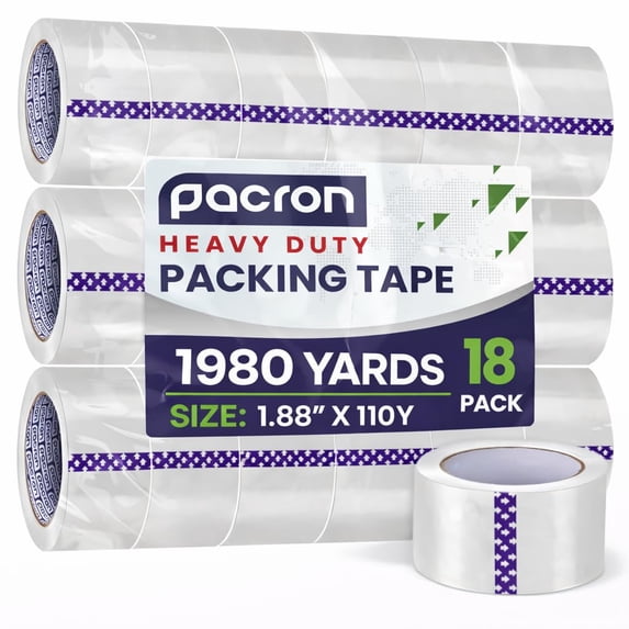 Pacron Clear Packing Tape 18-Pack – 1.88 in x 110 Yards Heavy-Duty Shipping Tape for Boxes, Moving & Storage