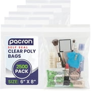 Pacron 2500CT Clear Poly Bags 6x8   Self-Sealing Tamper-Evident Shipping Bags for Clothing, Jewelry, Retail & E-Commerce