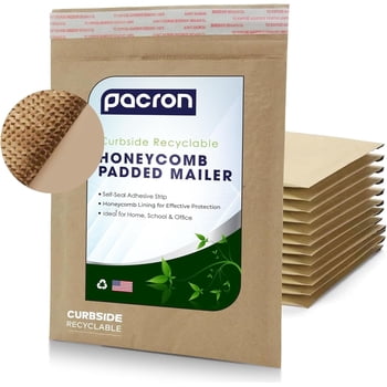 Pacron Honeycomb Padded Mailers 6x10 inch 250-Pack - Recyclable Self-Seal Padded Envelopes - Durable Shipping Envelopes for Jewelry, Books, & Small Electronics.