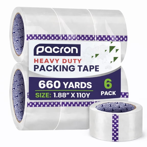 Pacron 6 Rolls Clear Packing Tape – Basic Moving Tape, 1.88x110 Yds, 660 Yds Total