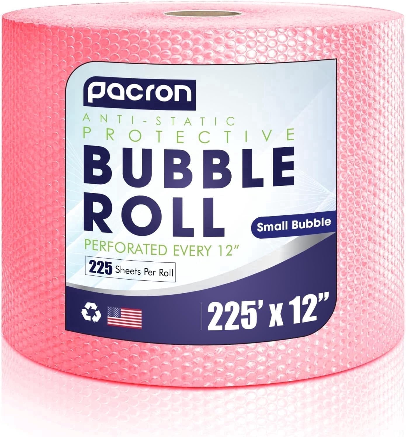 Pacron Anti-Static Bubble Wrap Roll 225FT x 12IN, 3/16" Small Bubbles, Pink – ESD Protection for Electronics & Fragile Items