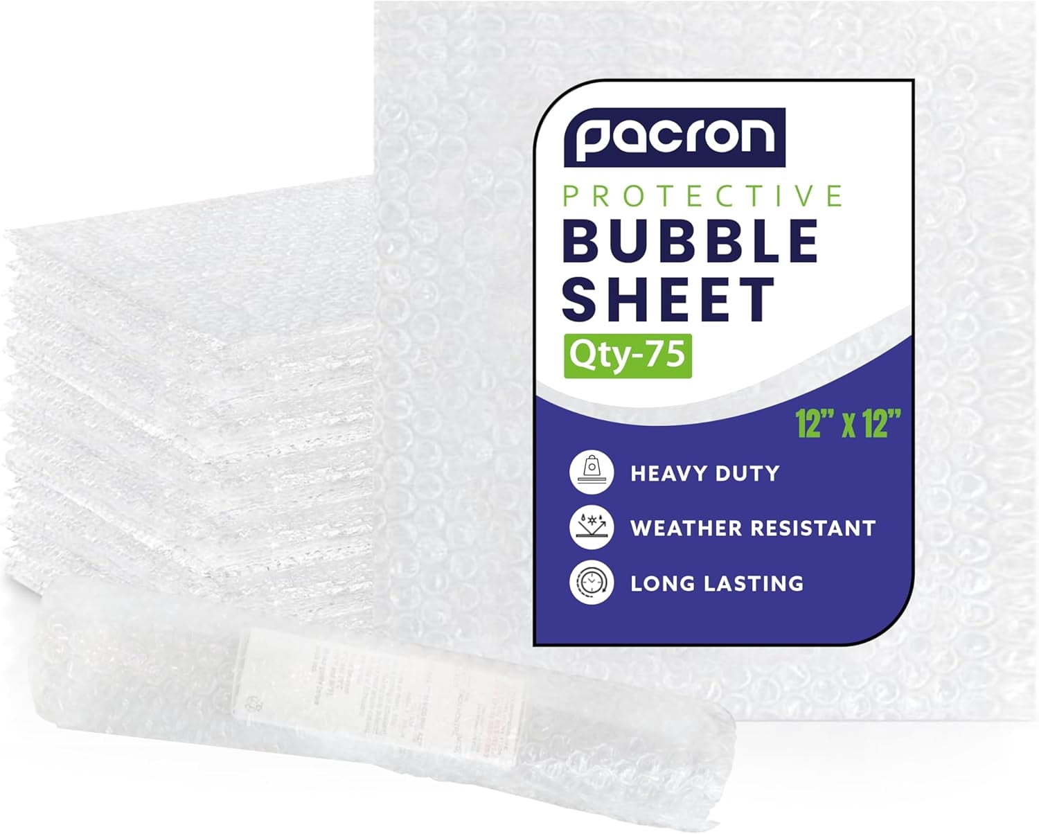 Pacron Bubble Wrap Sheets  12x12, 75-Count - Eco-Friendly Wrap for Shipping Fragile Items