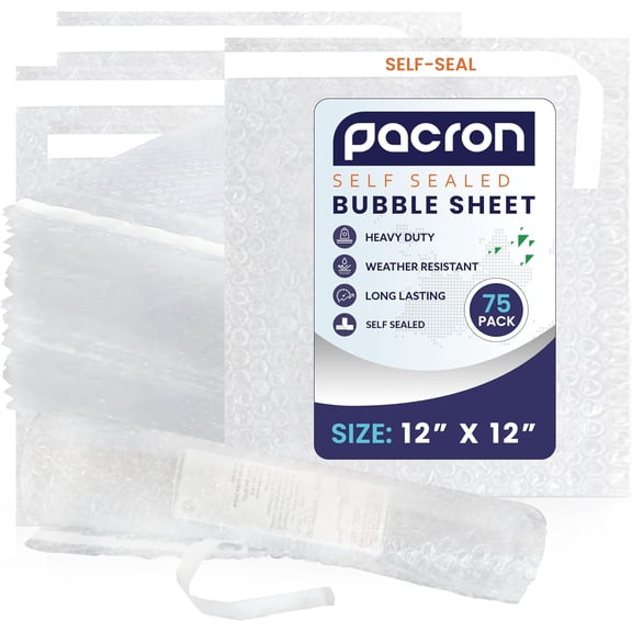 Pacron Bubble Sheets 12x12, 75-Count – Eco-Friendly Wrap for Shipping Fragile Items
