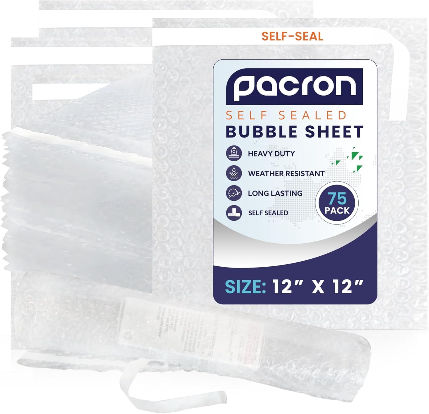 Pacron Bubble Wrap Sheets 12x12, 75-Count - Eco-Friendly Wrap for Shipping Fragile Items