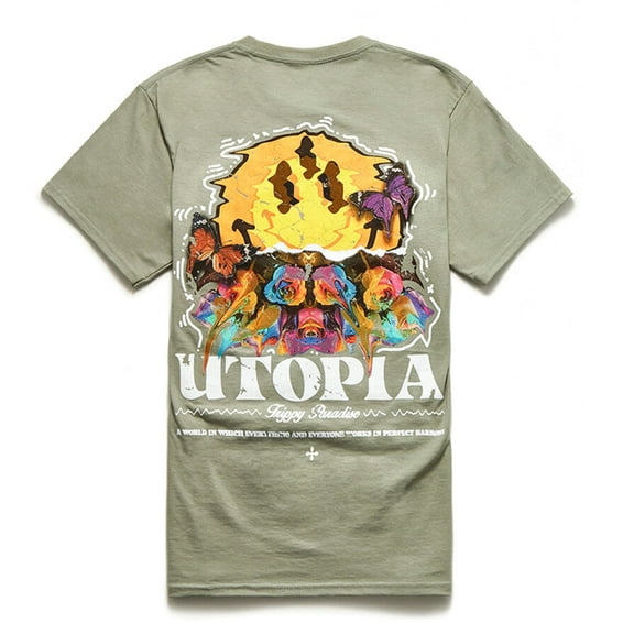 Pacsun Utopia Trippy Paradise Men's Graphic Print T-Shirt (Small)