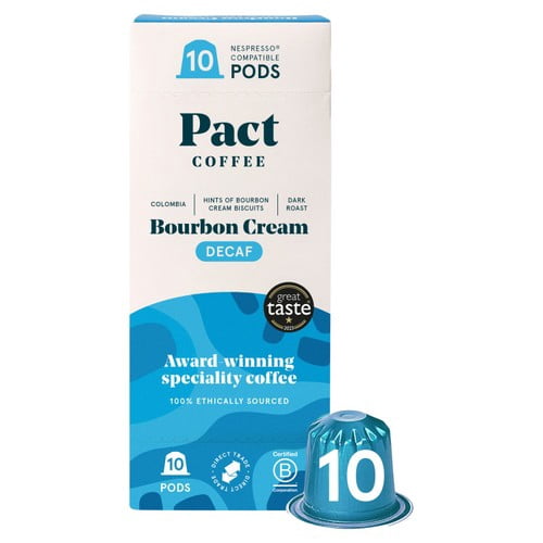 Pact Coffee Bourbon Cream Decaf Pods, 10 pods per pack, British Import (Pack of 3)
