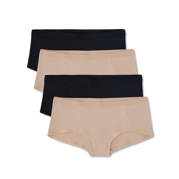 Pact Organic Cotton Women's Everyday Boy Short Underwear, 4-Pack