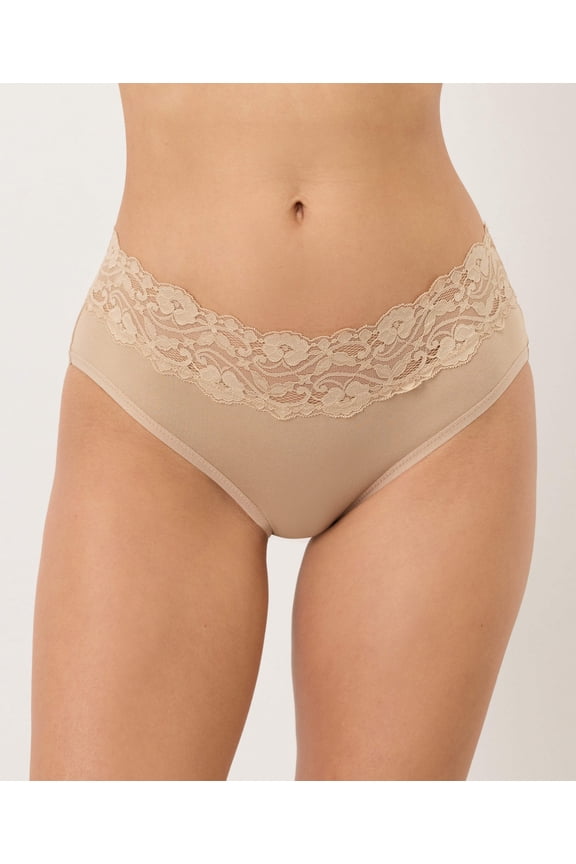 Organic Cotton Women's Lace Waist Brief Underwear , 2 Pack.