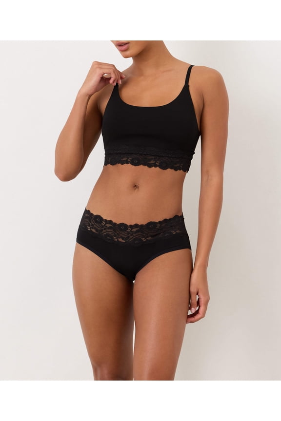 Organic Cotton Women's Lace Waist Brief Underwear , 2 Pack.