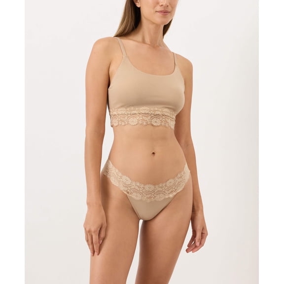 Pact Organic Cotton Women's Lace Waist Thong Underwear, 2-Pack