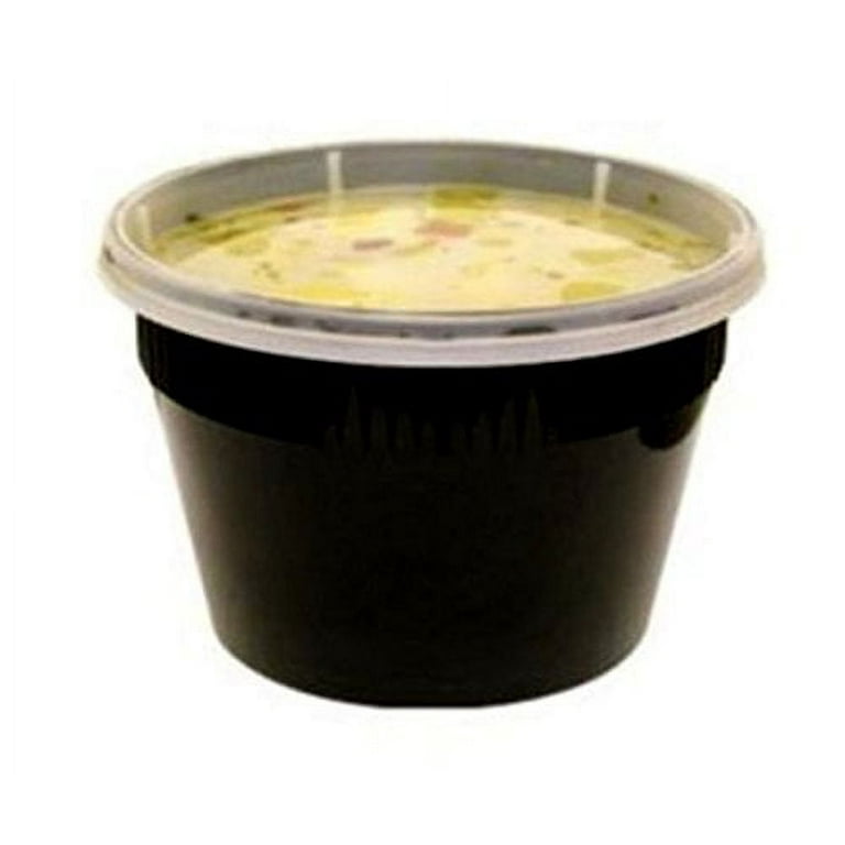 16 oz Pint Size Plastic Freezer Food Storage Soup Deli Container Tub w/Lid  48/PK