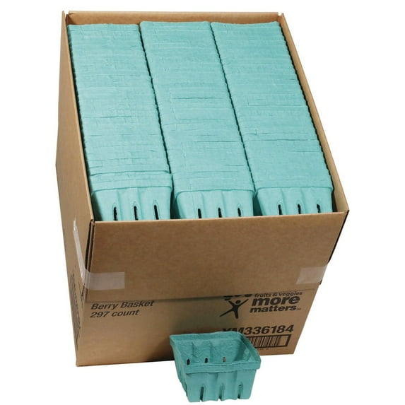 Pactiv Corp. YM336184 5.5 in. x 5.5 in. x 3.25 in. Quart Berigard Molded Fiber Berry Basket - Green (297/Carton)