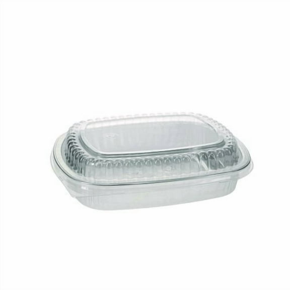 Pactiv Classic Carry-Out Container with PET Dome Lid, 46 oz, 9.8 x 7.8 x 1.3, Silver, 50/Carton