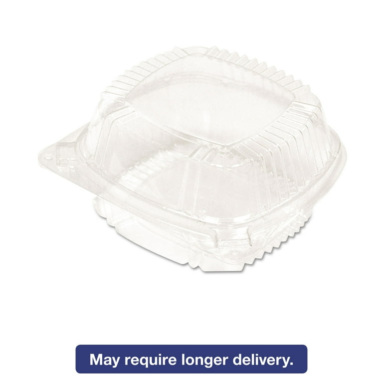 ClearView SmartLock Hinged Lid Container, Hoagie Container, 11 oz, 5.25 x 5.25 x 2.5, Clear, Plastic, 375/Carton