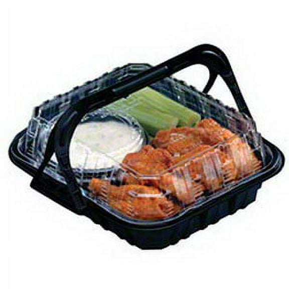 Pactiv Clearview Mealmaster Chicken Barn Polypropylene Small Food Container Black, 9.5" Length x 8" Width x 3" Depth