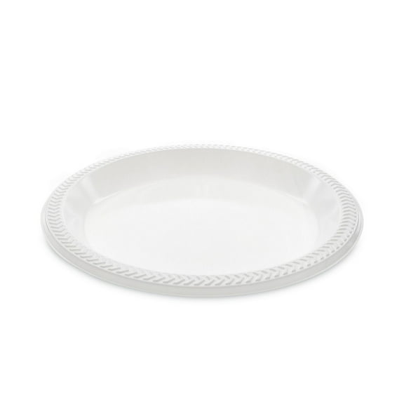 Pactiv Corp. MI10 10.25 in. Diameter Meadoware Impact Plastic Plate Dinnerware - White (500/Carton)