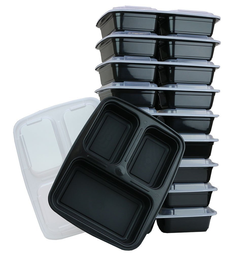 Pactiv Corp. NC333B Newspring DELItainer 7.5 x 9.87 x 1.75 32 oz Plastic Microwavable Container - Black/Clear (150/Carton)