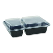 Pactiv Corp. NC8288B Newspring VERSAtainer 6 x 8.5 x 2.5 30 oz 2-Compartment Rectangular Plastic Microwavable Containers - Black/Clear 150/Carton
