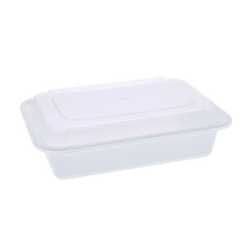Pactiv Corp. NC888 Newspring VERSAtainer 8.8 x 6 x 2.5 Base/Lid Combo Microwavable Containers - White/Clear (150/Carton)