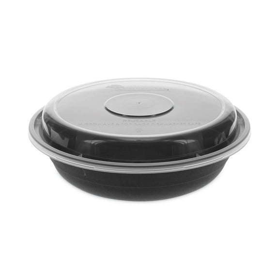 Pactiv Corp. NV2GRN237B EarthChoice Versa2Go 6.8 in. x 6.8 in. x 1.8 in. 22 oz. Plastic Microwaveable Container - Black/Clear (150/Carton)