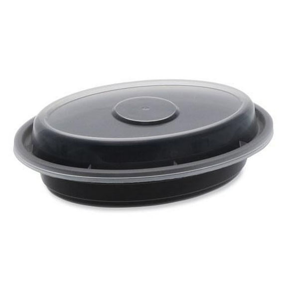 Pactiv Corp. OC06B Newspring VERSAtainer 5.7 in. x 4 in. x 1.1 in. 6 oz. Plastic Microwavable Containers - Oval Black/Clear (150/Carton)
