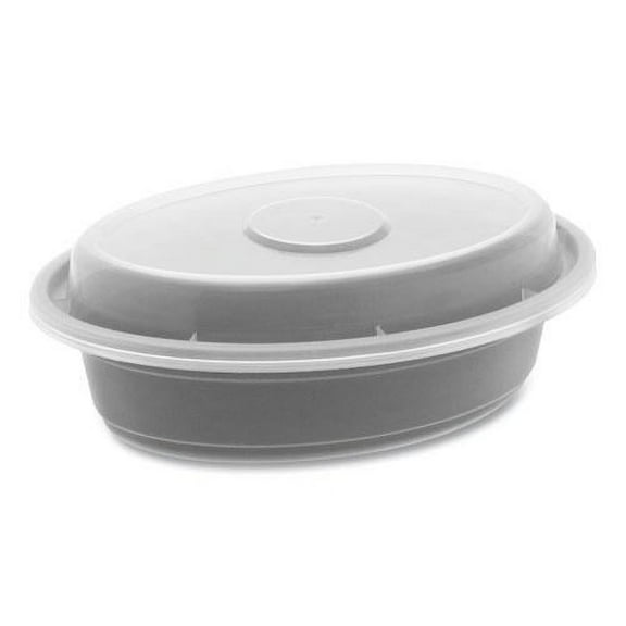 Pactiv Corp. OC08B Newspring VERSAtainer 5.7 in. x 4 in. x 1.45 in. 8 oz Plastic Microwavable Containers - Oval Black/Clear (150/Carton)