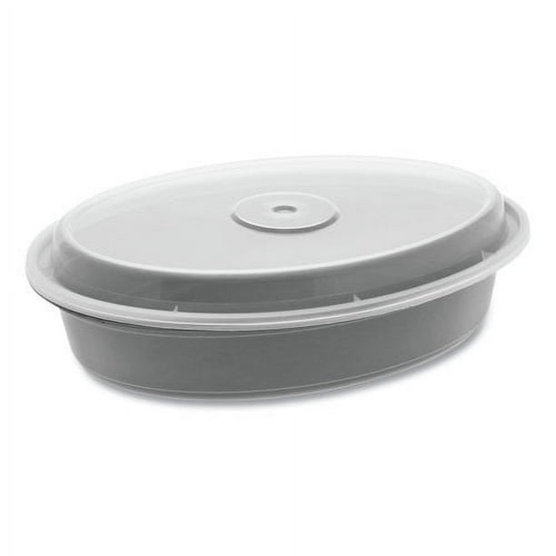 Newspring VERSAtainer Microwavable Containers, Oval, 32 oz, 9.1 x 6.7 x 1.9, Black/Clear, Plastic, 150/Carton Newspring VERSAtainer Microwavable Containers, Oval, 32 oz, 9.1 x 6.7 x 1.9, Black/Clear, Plastic, 150/Carton
