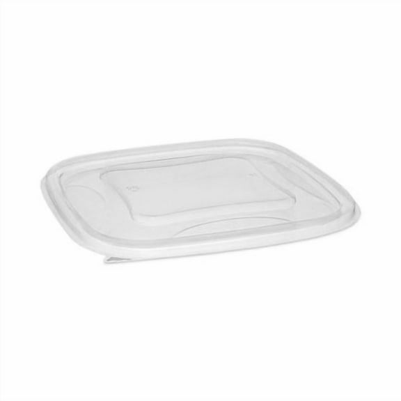 Pactiv Recycled Plastic Square Flat Lids 7.38 x 7.38 x 0.26 Clear SACLF07