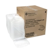Pactiv Corp. YCI821200000 SENSATION SmartLock 8.34 in. x 8.24 in. x 3.05 in. Plastic Hinged Lid Container - Clear 200/Carton