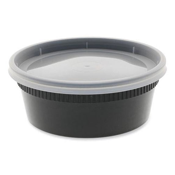 Pactiv Corp. YL2508B Newspring DELItainer 4.55 in. x 4.55 in. x 1.8 in. 8 oz. Plastic Microwavable Container - Black/Clear (240/Carton)