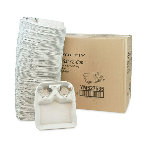 Pactiv Corp. YM527535 EarthChoice 8 oz to 24 oz Carry-Safe Beverage Carrier - Natural (200/Carton)