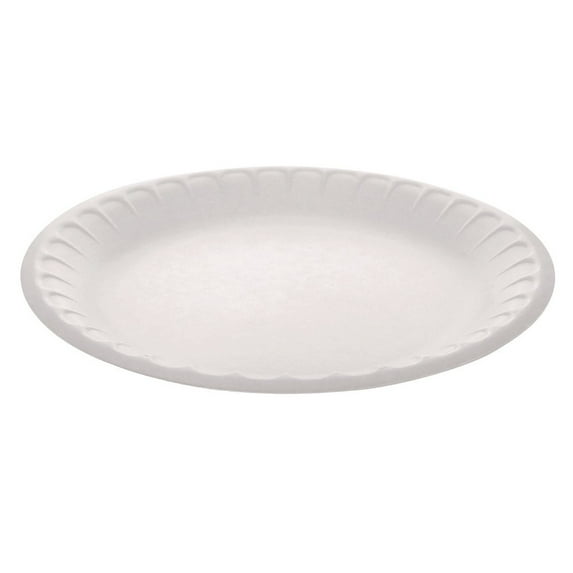 Pactiv Corp. YTH10009STEC 9 in. Diameter Placesetter Satin Non-Laminated Foam Dinnerware Plate - White (500/Carton)