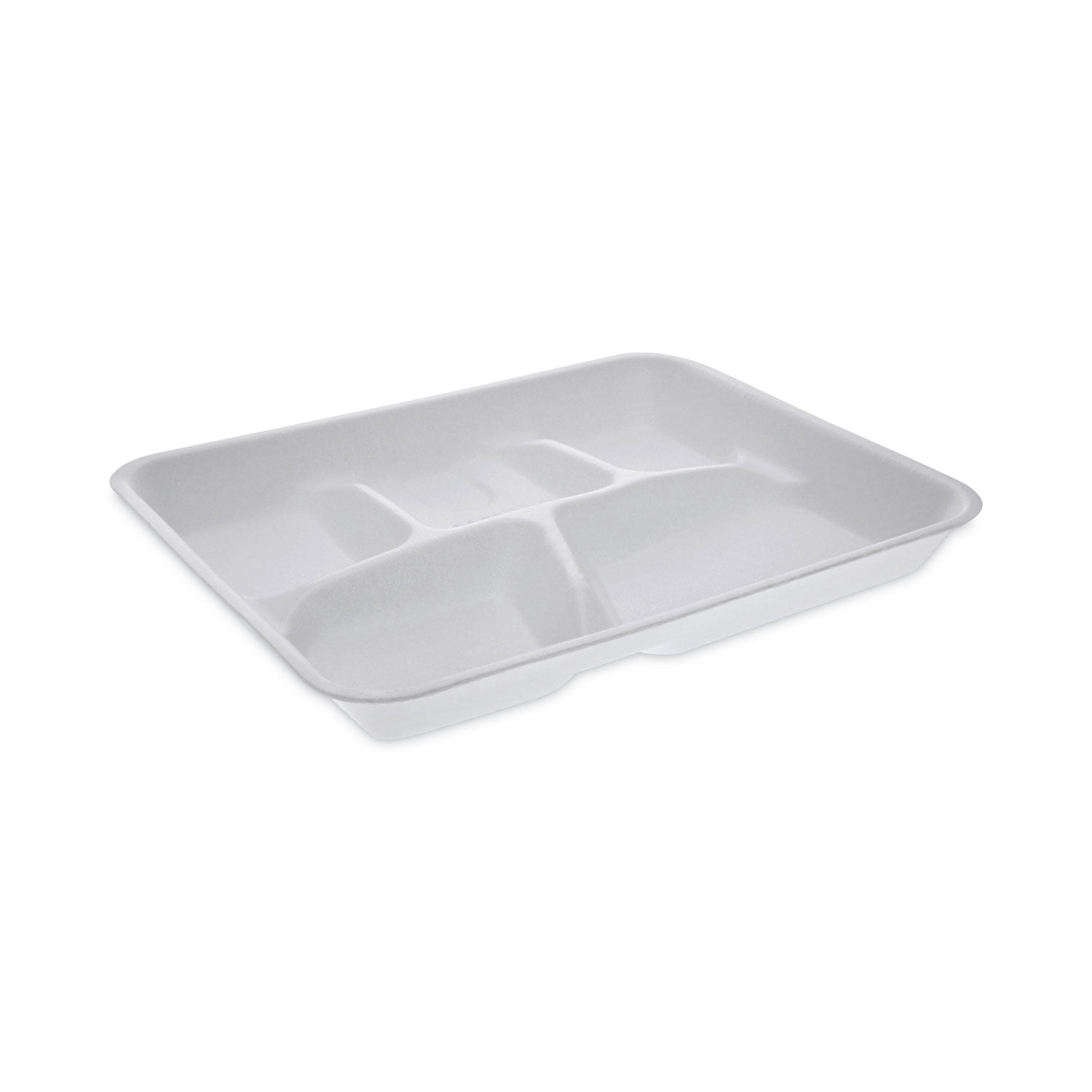 Pactiv Lightweight Foam School Trays White 5-Compartment 8 1/4 x 10 1/2 500/Carton YTH10500SGBX